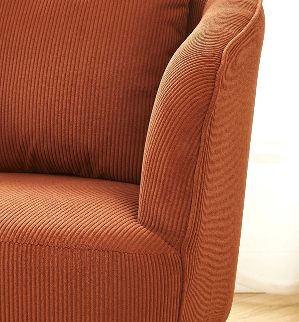 English Elm Velvet Channel Tufted Barrel Accent Chair with Foam Cushion and Slim Metal Legs Brown B2735P508725