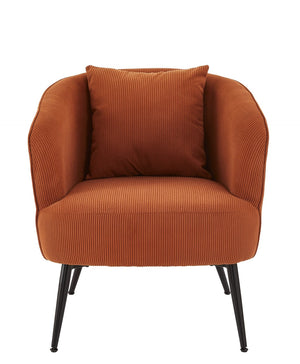 English Elm Velvet Channel Tufted Barrel Accent Chair with Foam Cushion and Slim Metal Legs Brown B2735P508725