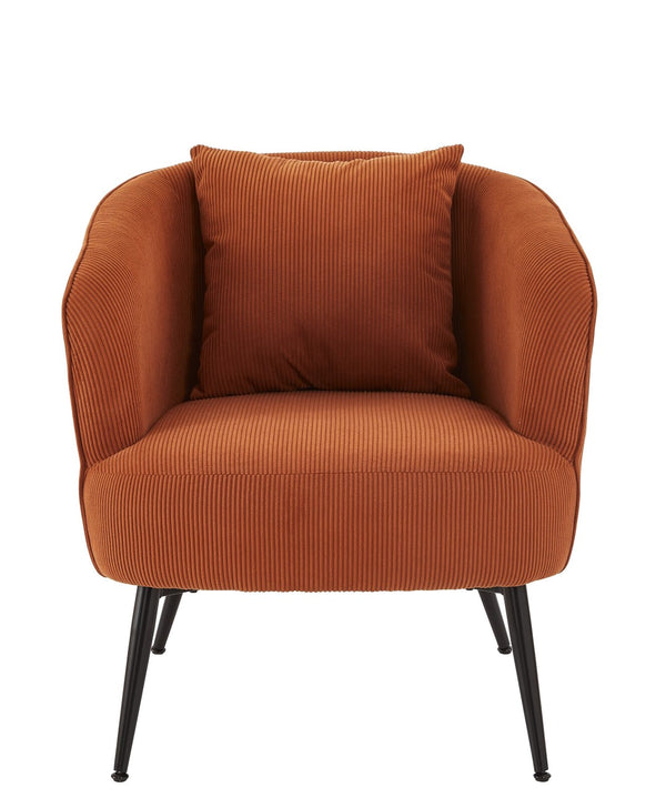 English Elm Velvet Channel Tufted Barrel Accent Chair with Foam Cushion and Slim Metal Legs Brown B2735P508725