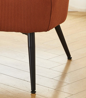 English Elm Velvet Channel Tufted Barrel Accent Chair with Foam Cushion and Slim Metal Legs Brown B2735P508725