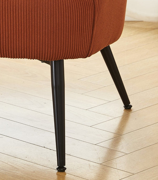 English Elm Velvet Channel Tufted Barrel Accent Chair with Foam Cushion and Slim Metal Legs Brown B2735P508725