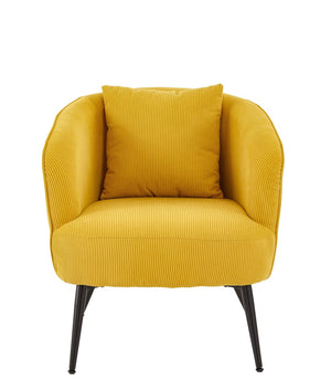 English Elm Velvet Channel Tufted Barrel Accent Chair with Foam Cushion and Slim Metal Legs Yellow B2735P508726