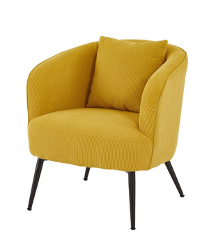 English Elm Velvet Channel Tufted Barrel Accent Chair with Foam Cushion and Slim Metal Legs Yellow B2735P508726