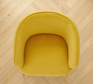 English Elm Velvet Channel Tufted Barrel Accent Chair with Foam Cushion and Slim Metal Legs Yellow B2735P508726