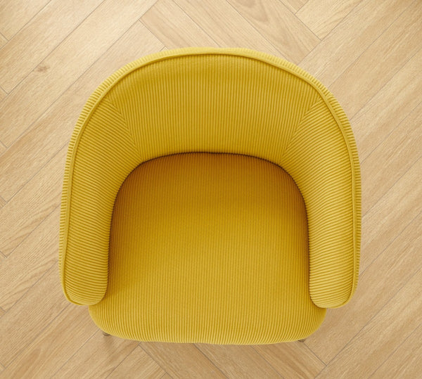 English Elm Velvet Channel Tufted Barrel Accent Chair with Foam Cushion and Slim Metal Legs Yellow B2735P508726