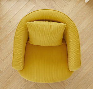 English Elm Velvet Channel Tufted Barrel Accent Chair with Foam Cushion and Slim Metal Legs Yellow B2735P508726