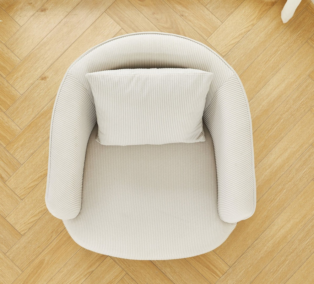 English Elm Velvet Channel Tufted Barrel Accent Chair with Foam Cushion and Slim Metal Legs Beige B2735P508727