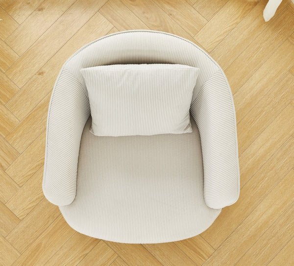 English Elm Velvet Channel Tufted Barrel Accent Chair with Foam Cushion and Slim Metal Legs Beige B2735P508727