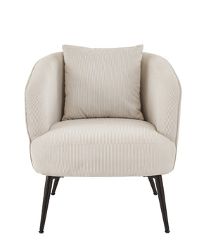English Elm Velvet Channel Tufted Barrel Accent Chair with Foam Cushion and Slim Metal Legs Beige B2735P508727