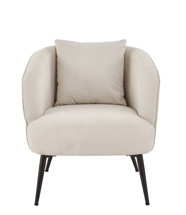 English Elm Velvet Channel Tufted Barrel Accent Chair with Foam Cushion and Slim Metal Legs Beige B2735P508727