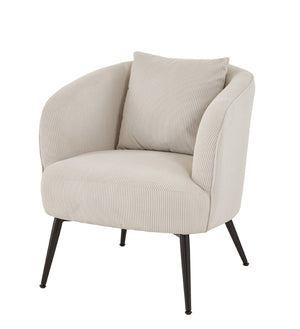 English Elm Velvet Channel Tufted Barrel Accent Chair with Foam Cushion and Slim Metal Legs Beige B2735P508727