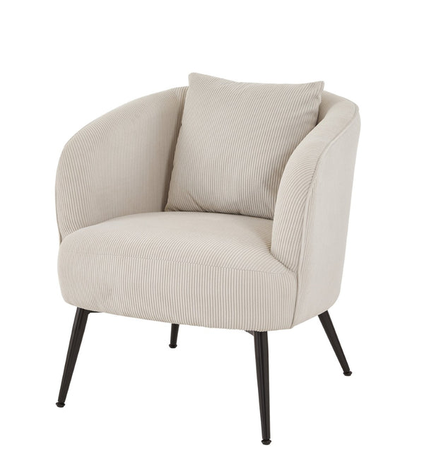 English Elm Velvet Channel Tufted Barrel Accent Chair with Foam Cushion and Slim Metal Legs Beige B2735P508727
