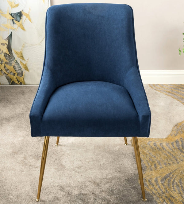 English Elm Velvet Tufted Dining Chair with Gold Metal Legs Scoop Back Glam Upholstered Seat Aqua Blue B2735P508779