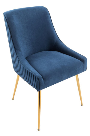 English Elm Velvet Tufted Dining Chair with Gold Metal Legs Scoop Back Glam Upholstered Seat Aqua Blue B2735P508779