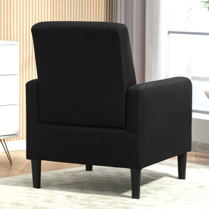 English Elm Faux Linen Armchair with Solid Wood Frame Compact Upholstered Seat for Modern Living Black B2735P508810