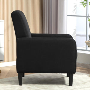 English Elm Faux Linen Armchair with Solid Wood Frame Compact Upholstered Seat for Modern Living Black B2735P508810