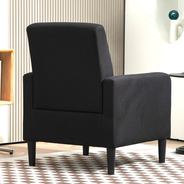 English Elm Faux Linen Armchair with Solid Wood Frame Compact Upholstered Seat for Modern Living Black B2735P508810