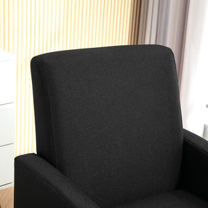 English Elm Faux Linen Armchair with Solid Wood Frame Compact Upholstered Seat for Modern Living Black B2735P508810