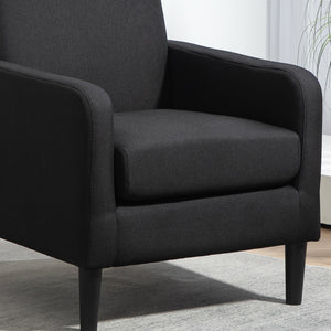 English Elm Faux Linen Armchair with Solid Wood Frame Compact Upholstered Seat for Modern Living Black B2735P508810