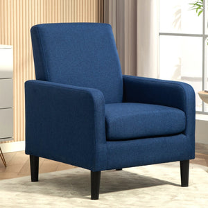English Elm Faux Linen Armchair with Solid Wood Frame Compact Upholstered Seat for Modern Living Teal Blue B2735P508811