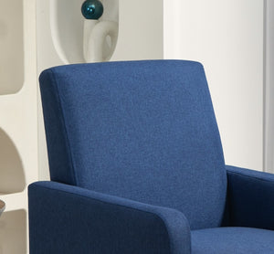 English Elm Faux Linen Armchair with Solid Wood Frame Compact Upholstered Seat for Modern Living Teal Blue B2735P508811