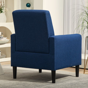 English Elm Faux Linen Armchair with Solid Wood Frame Compact Upholstered Seat for Modern Living Teal Blue B2735P508811