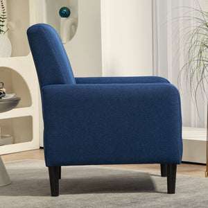 English Elm Faux Linen Armchair with Solid Wood Frame Compact Upholstered Seat for Modern Living Teal Blue B2735P508811