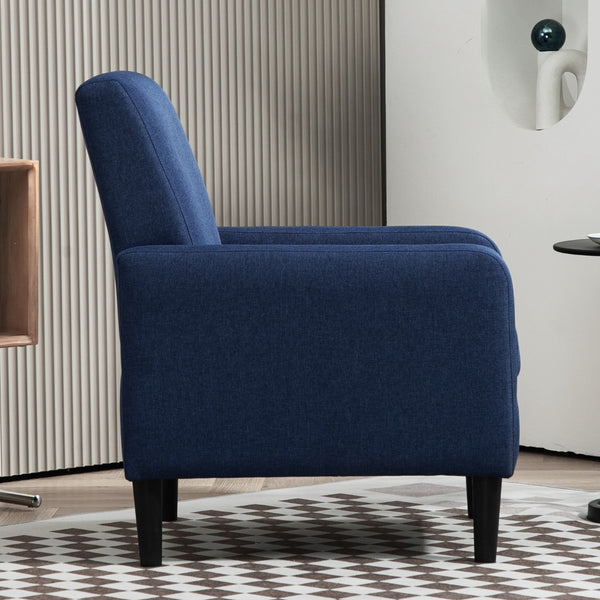 English Elm Faux Linen Armchair with Solid Wood Frame Compact Upholstered Seat for Modern Living Teal Blue B2735P508811