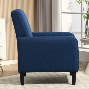 English Elm Faux Linen Armchair with Solid Wood Frame Compact Upholstered Seat for Modern Living Teal Blue B2735P508811