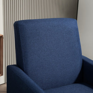 English Elm Faux Linen Armchair with Solid Wood Frame Compact Upholstered Seat for Modern Living Teal Blue B2735P508811