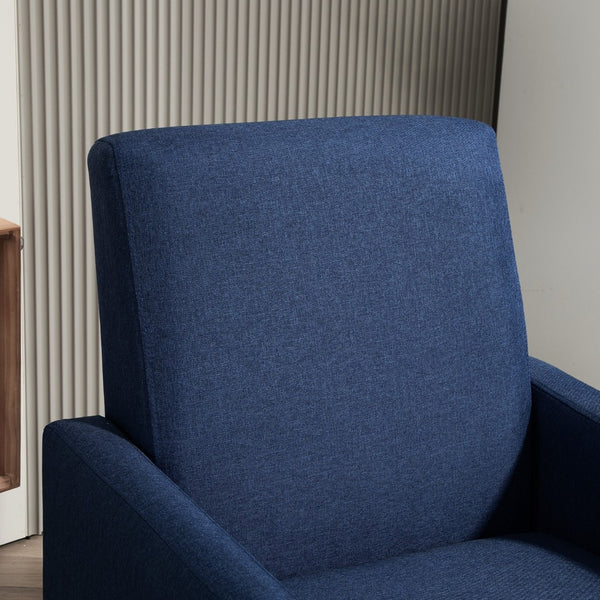 English Elm Faux Linen Armchair with Solid Wood Frame Compact Upholstered Seat for Modern Living Teal Blue B2735P508811