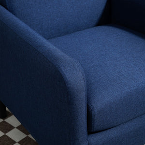English Elm Faux Linen Armchair with Solid Wood Frame Compact Upholstered Seat for Modern Living Teal Blue B2735P508811