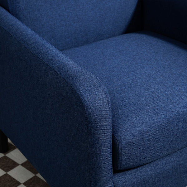 English Elm Faux Linen Armchair with Solid Wood Frame Compact Upholstered Seat for Modern Living Teal Blue B2735P508811