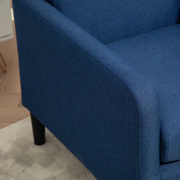 English Elm Faux Linen Armchair with Solid Wood Frame Compact Upholstered Seat for Modern Living Teal Blue B2735P508811