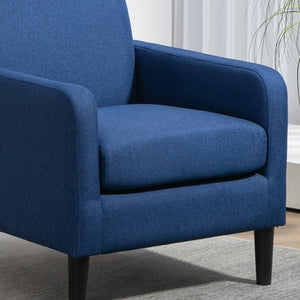 English Elm Faux Linen Armchair with Solid Wood Frame Compact Upholstered Seat for Modern Living Teal Blue B2735P508811