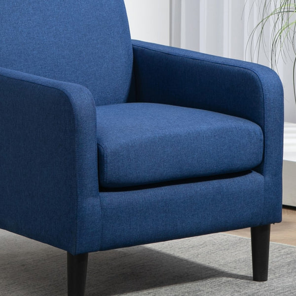 English Elm Faux Linen Armchair with Solid Wood Frame Compact Upholstered Seat for Modern Living Teal Blue B2735P508811