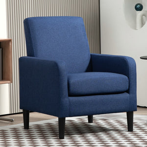 English Elm Faux Linen Armchair with Solid Wood Frame Compact Upholstered Seat for Modern Living Teal Blue B2735P508811