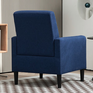 English Elm Faux Linen Armchair with Solid Wood Frame Compact Upholstered Seat for Modern Living Teal Blue B2735P508811