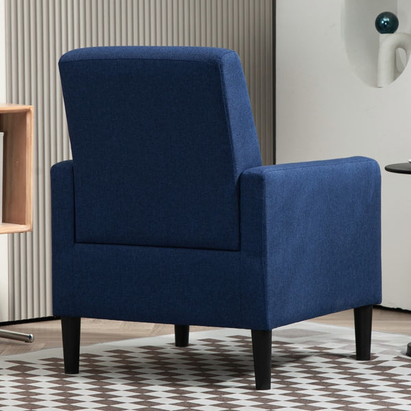 English Elm Faux Linen Armchair with Solid Wood Frame Compact Upholstered Seat for Modern Living Teal Blue B2735P508811