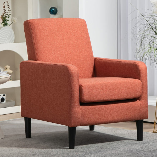 English Elm Faux Linen Armchair with Solid Wood Frame Compact Upholstered Seat for Modern Living Red B2735P508812