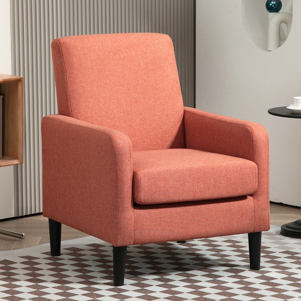 English Elm Faux Linen Armchair with Solid Wood Frame Compact Upholstered Seat for Modern Living Red B2735P508812