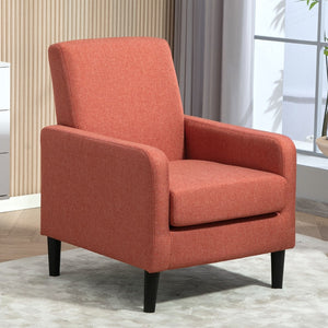 English Elm Faux Linen Armchair with Solid Wood Frame Compact Upholstered Seat for Modern Living Red B2735P508812
