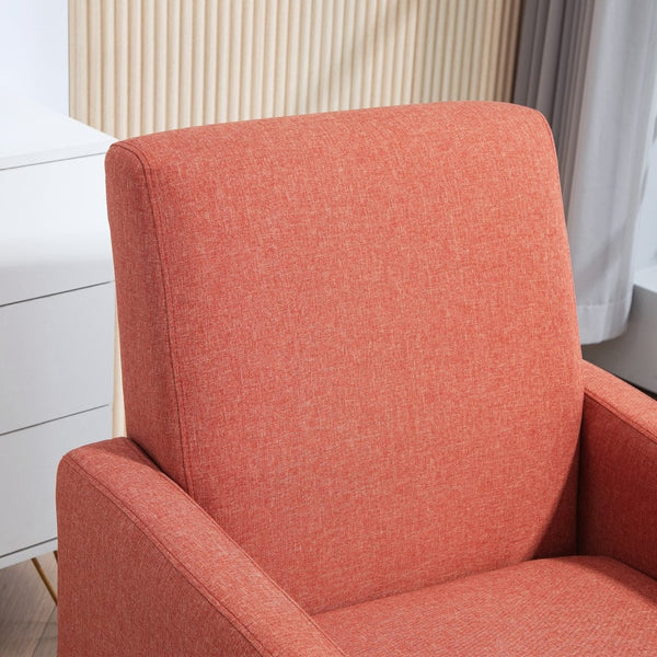 English Elm Faux Linen Armchair with Solid Wood Frame Compact Upholstered Seat for Modern Living Red B2735P508812