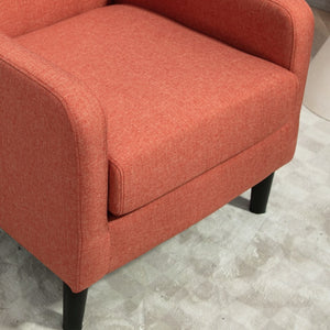 English Elm Faux Linen Armchair with Solid Wood Frame Compact Upholstered Seat for Modern Living Red B2735P508812