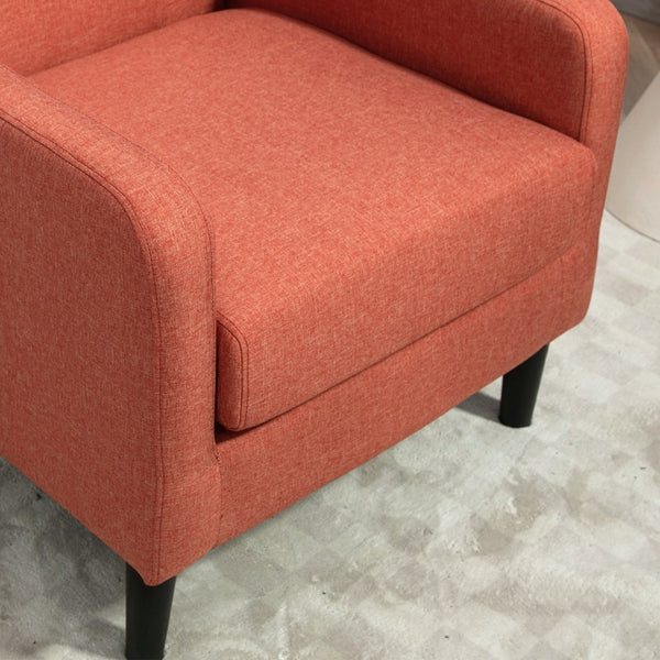 English Elm Faux Linen Armchair with Solid Wood Frame Compact Upholstered Seat for Modern Living Red B2735P508812