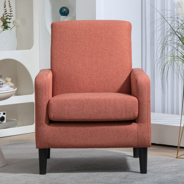 English Elm Faux Linen Armchair with Solid Wood Frame Compact Upholstered Seat for Modern Living Red B2735P508812