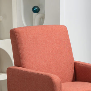 English Elm Faux Linen Armchair with Solid Wood Frame Compact Upholstered Seat for Modern Living Red B2735P508812