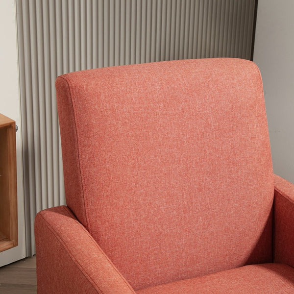 English Elm Faux Linen Armchair with Solid Wood Frame Compact Upholstered Seat for Modern Living Red B2735P508812