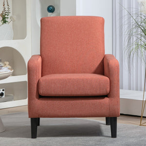 English Elm Faux Linen Armchair with Solid Wood Frame Compact Upholstered Seat for Modern Living Red B2735P508812