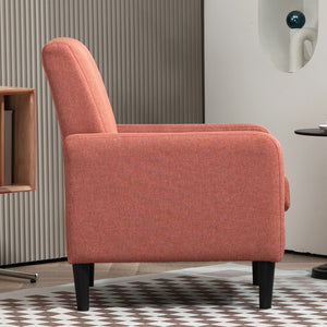 English Elm Faux Linen Armchair with Solid Wood Frame Compact Upholstered Seat for Modern Living Red B2735P508812